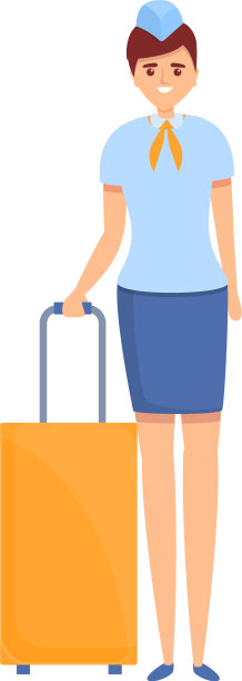 空姐的旅行包图标卡通风格图片下载