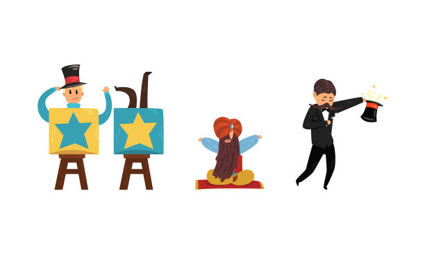 魔术师为男子表演魔术并集中注意力图片下载