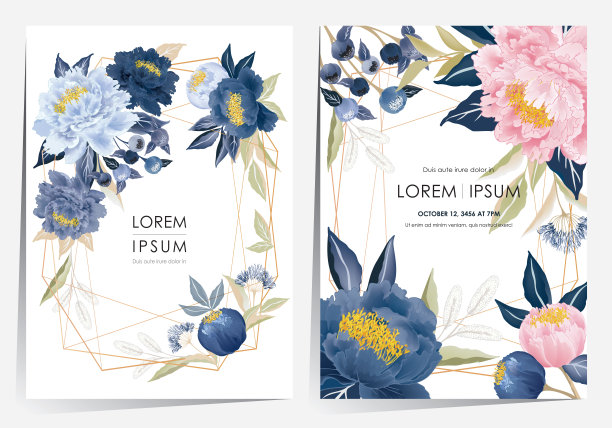 矢量插图美丽的花框架设置为婚礼，周年纪念，生日和派对。图片下载