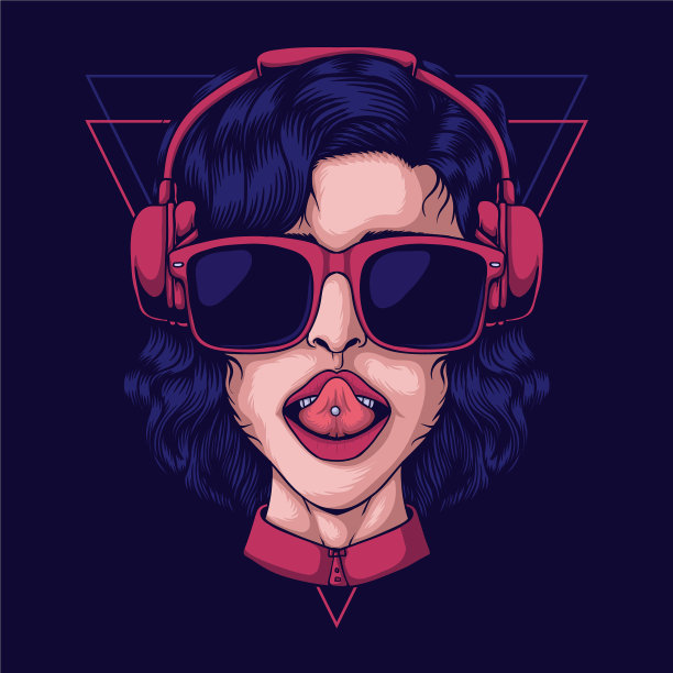 女孩戴着耳机图片下载