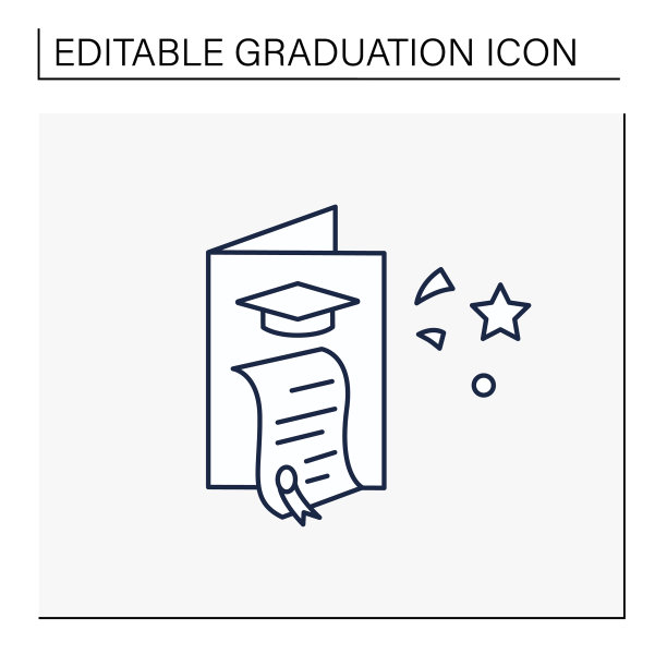 毕业卡线条图标图片下载