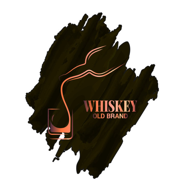 威士忌玻璃杯和水瓶上的白色水彩标志图片下载