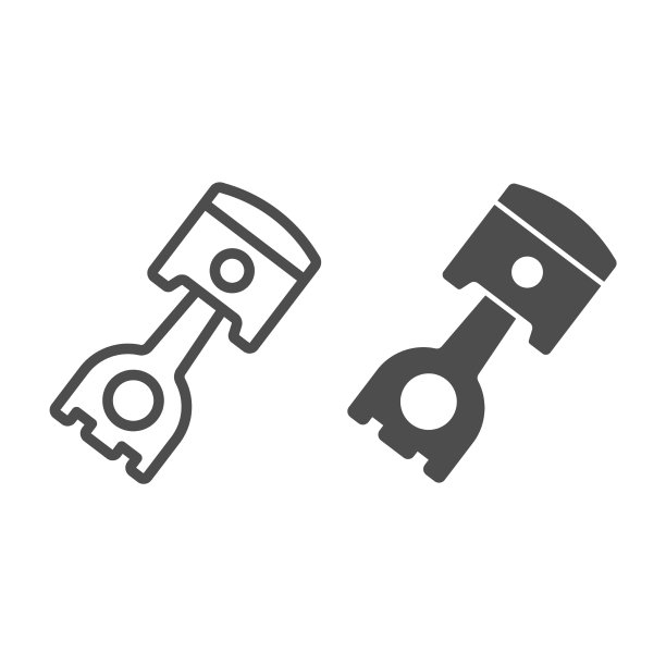 圆柱形活塞车线和实心图标车图片下载