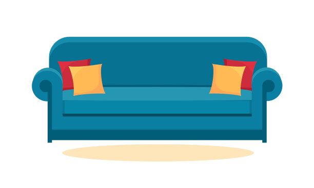 蓝色沙发上隔离白色沙发图标图片下载