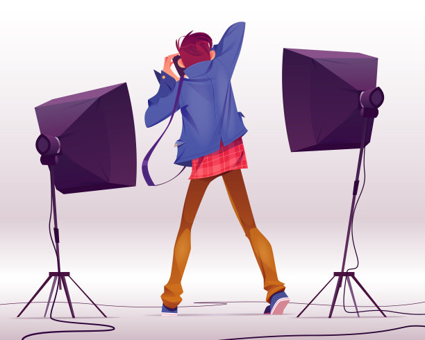 摄影师用相机在工作室拍照图片下载