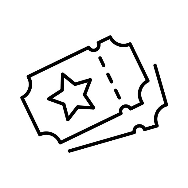 带星星Logo的简约单色票券图标图片下载