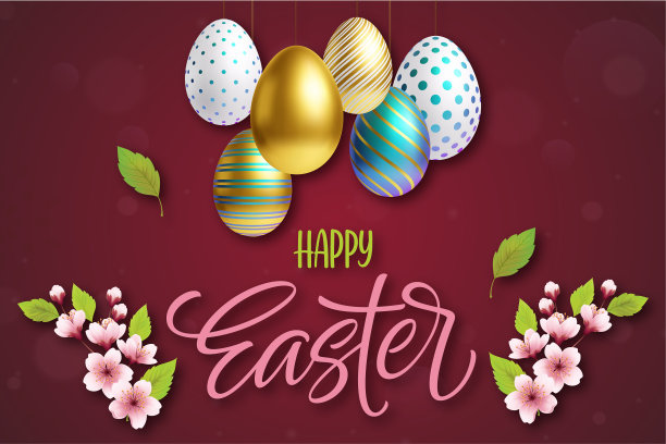 复活节快乐字母背景与3d图片下载