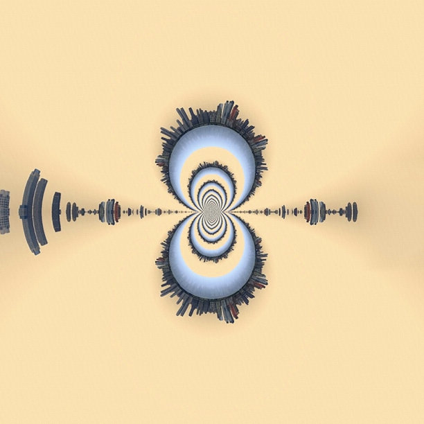 城市景观分形。3D渲染图片下载