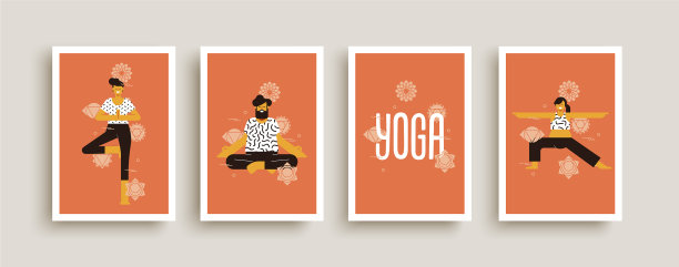 瑜伽姿势人物性格概念集合图片下载