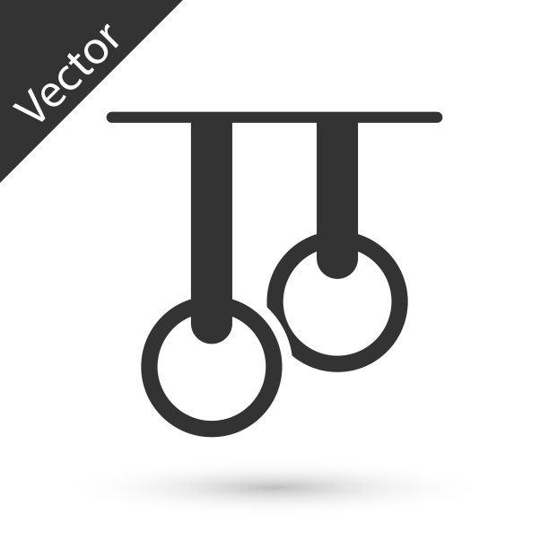 灰色体操环图标孤立在白色背景。带吊环吊绳的游乐场设备。向量图片下载