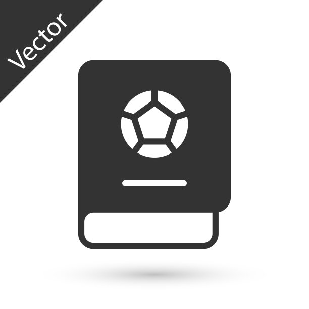 灰色足球学习书图标孤立在白色的背景。向量图片下载