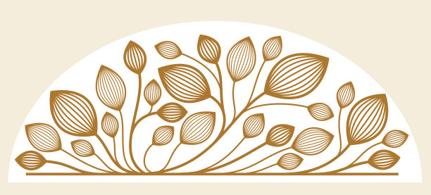 花向量设计与树叶和树枝孤立在白色，古典优雅的时尚风格横幅或文本分隔设计，豪华复古线性标志或框架元素。图片下载