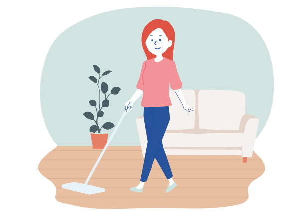 一个妇女清洁的插图图片下载