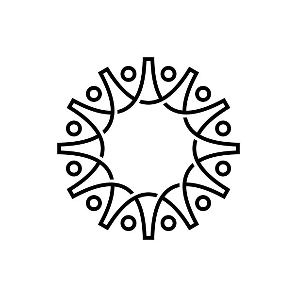 十二人家庭团队工作多样性大纲单线矢量图标插图图片下载