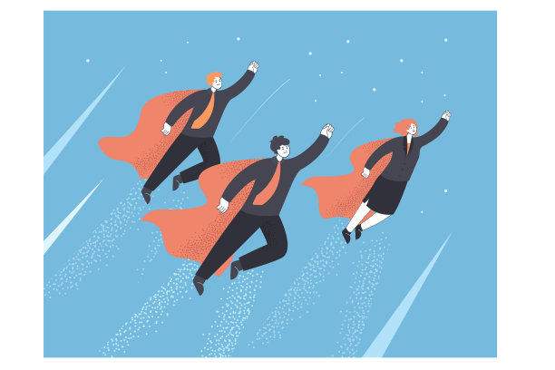 一群商人像超级英雄一样飞过天空图片下载