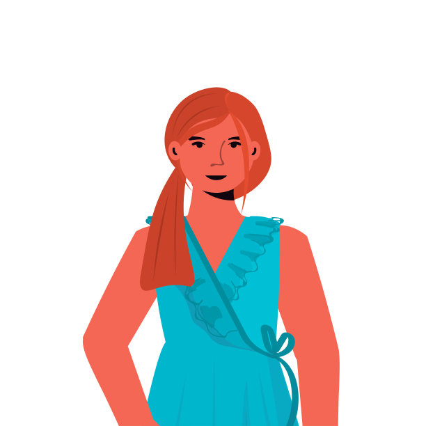 快乐的孩子小女孩穿着休闲时尚的服装，女性卡通人物肖像孤立图片下载