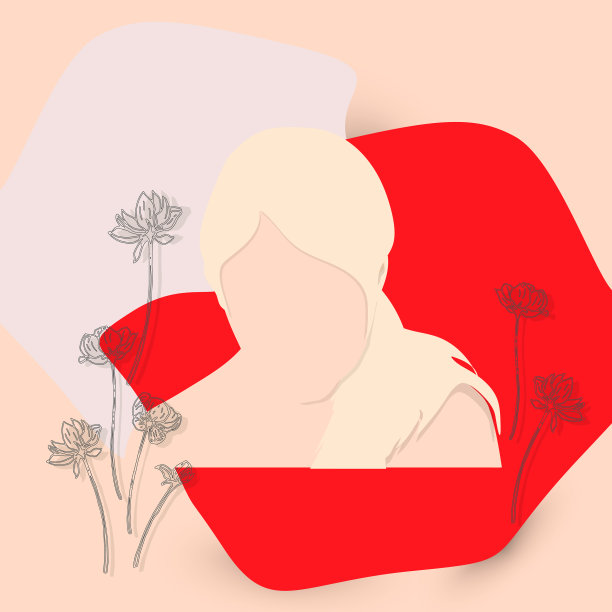 漂亮的女孩肖像与花抽象的脸图片下载