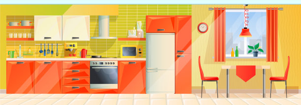 室内有现代化的厨房全景图片下载