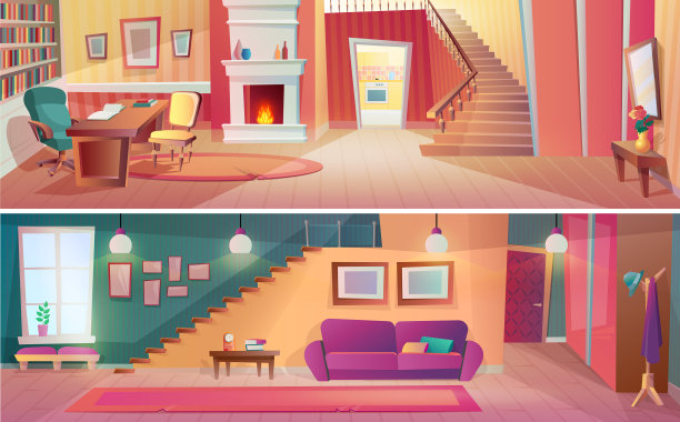 室内走廊房间配有家具图片下载