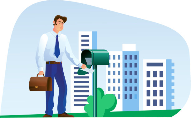 一个商人检查他的邮箱取出图片下载