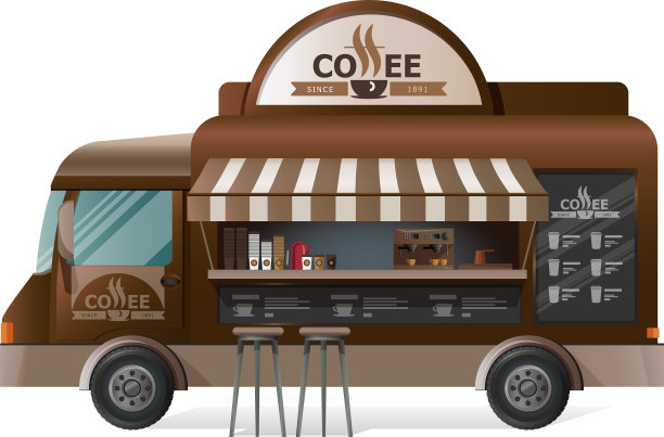 街头货车商店卡车柜台上的车轮销售图片下载