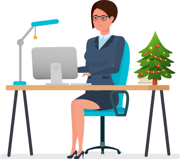 晚上在办公室用电脑工作的女孩图片下载