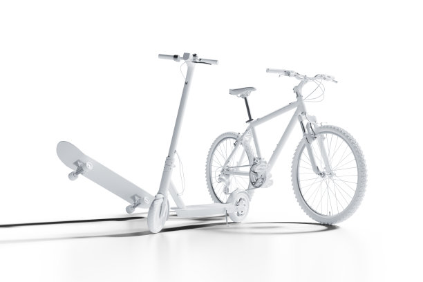 白山自行车电动推动滑板和滑板图片下载