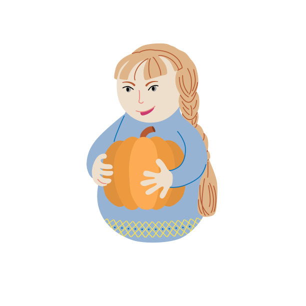 一个年轻的女人手里拿着一个南瓜，收获。斯拉夫民族的性质。俄罗斯乌克兰。图片下载