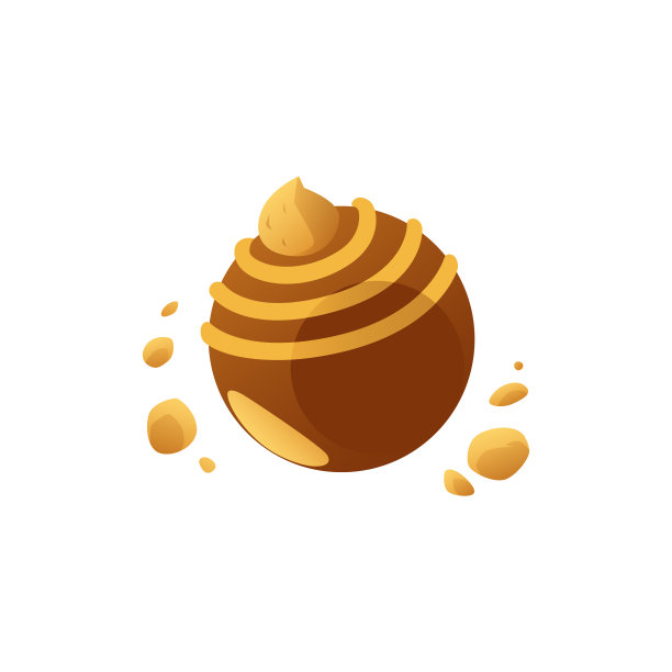 花式圆焦糖或巧克力棕色糖果，平面矢量插图孤立。图片下载