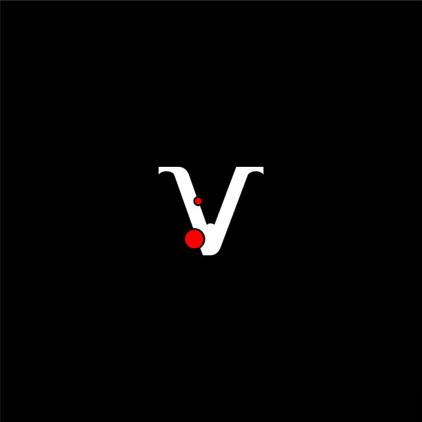 V字母标志抽象设计上的黑色色彩图片下载