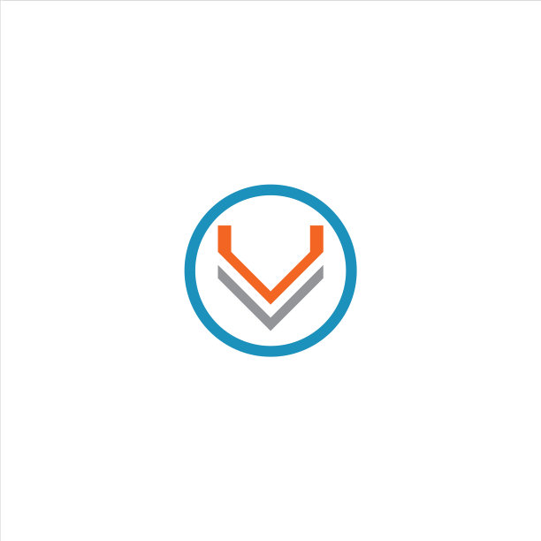 V字母标志抽象设计上的黑色色彩图片下载