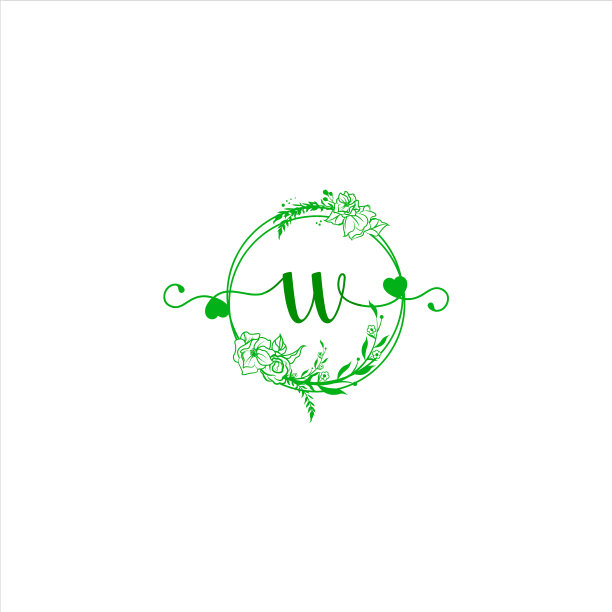 W字母标志抽象设计上的黑色颜色图片下载