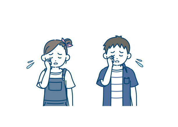 男孩和女孩孩子哭的插图图片下载