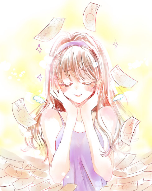 漂亮女人开心赚钱图片下载