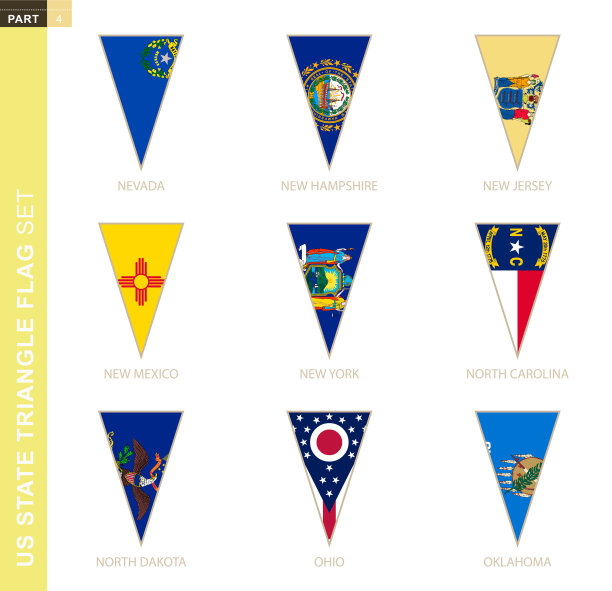 三角美国州旗设置程式化的州旗图片下载