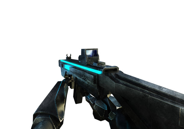 孤立的3d渲染渲染科幻第一人称射击游戏与士兵的手在盔甲装持有未来的步枪武器。图片下载