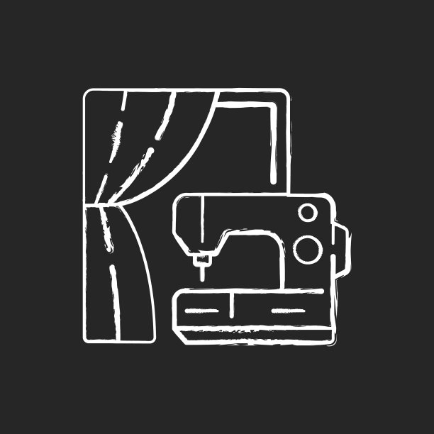 窗帘缝纫和改变粉笔白色图标上图片下载