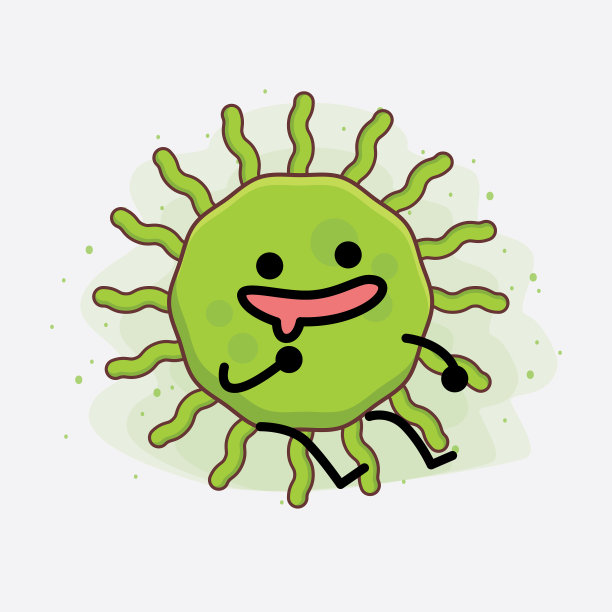 病毒可爱的角色与简单的脸和手图片下载
