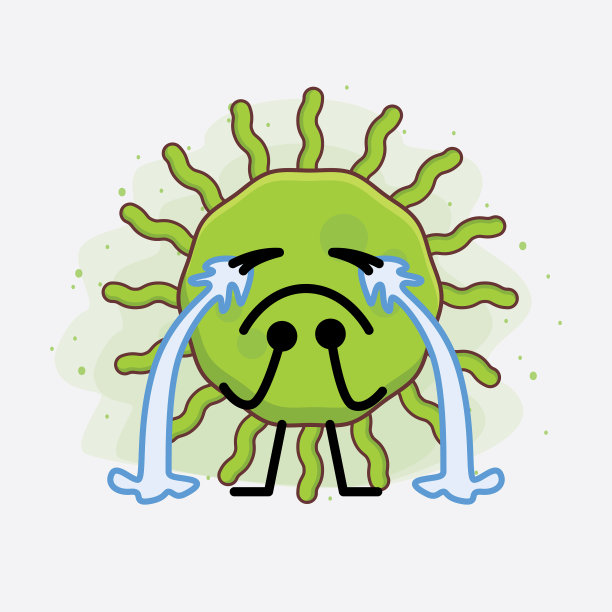 病毒可爱的角色与简单的脸和手图片下载