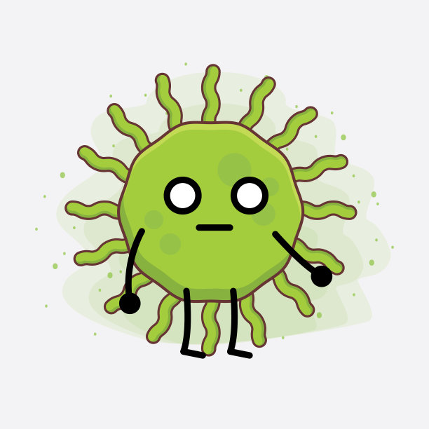 病毒可爱的角色与简单的脸和手图片下载