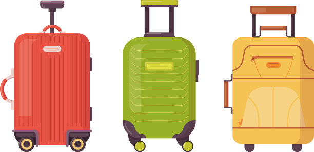 设置塑料、金属和皮革手提箱图片下载