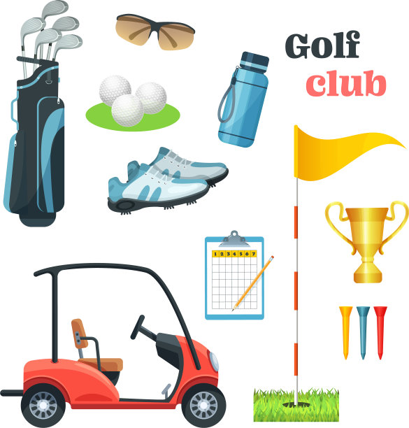 高尔夫设备设置标志图标运动装备的游戏图片下载