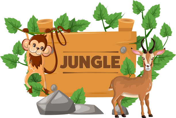 空的木质横幅板与热带树叶图片下载