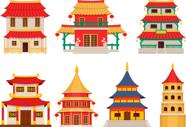 传统的中国建筑和亚洲建筑图片下载