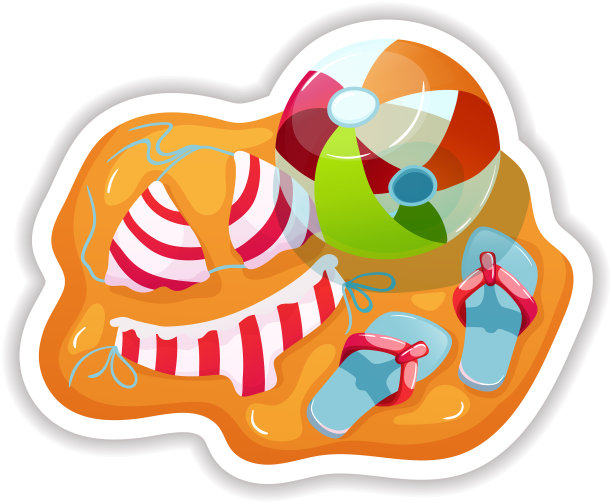 碎片海滩和泳衣弹力球图片下载