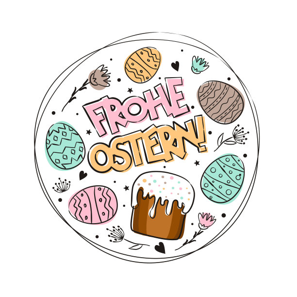 德国复活节祝福用圆形标志图片下载