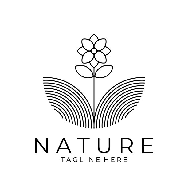 自然标志设计线条艺术标志图片下载