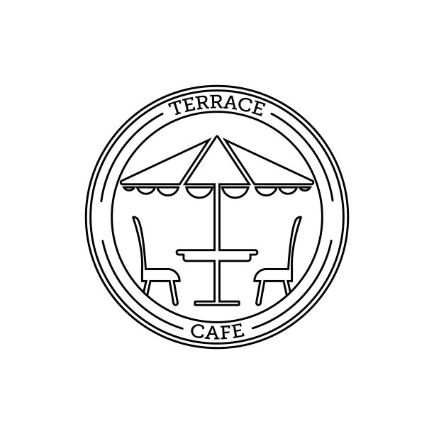 露台咖啡厅标识线条艺术设计图片下载