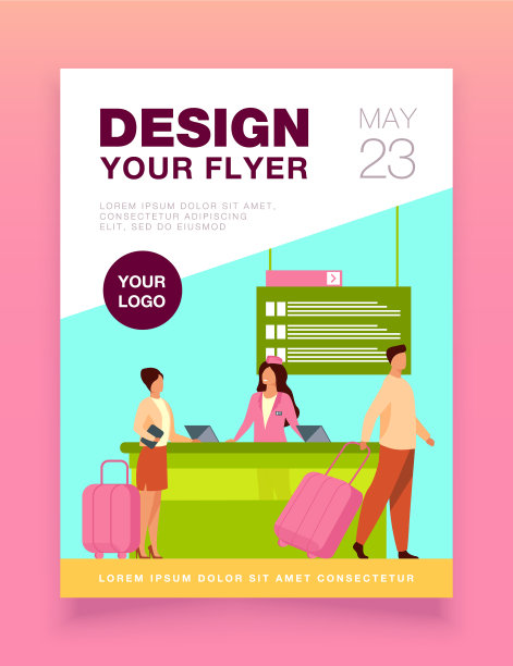 快乐的旅客正在办理航班登记图片下载