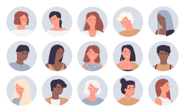 人物肖像圆头像设置多国图片下载